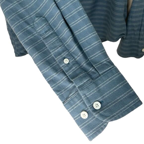 UNTUCKit Flannel Palmer Shirt Men's Large Slim Fit Blue Striped 100% Cotton - Picture 3 of 9
